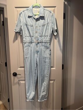 Mango Light Blue Denim Jumpsuit